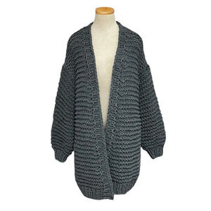 Basin + Range Bulky Cardigan Sweater Open Front Gray Size Small S